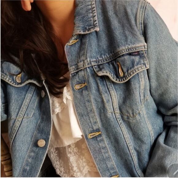 Tommy Jeans Jacket Large Ginny trucker Long Sleeve Full Button Up Vintage 90s - Picture 3 of 15